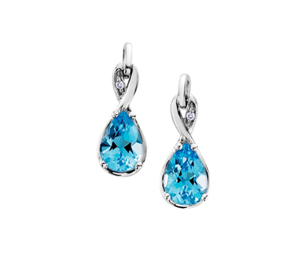 BOUCLES AVEC TOPAZES BLEUS OU AMÉTHYSTES ET DIAMANTS - CR DD2300 - BIJOUX CANADIEN