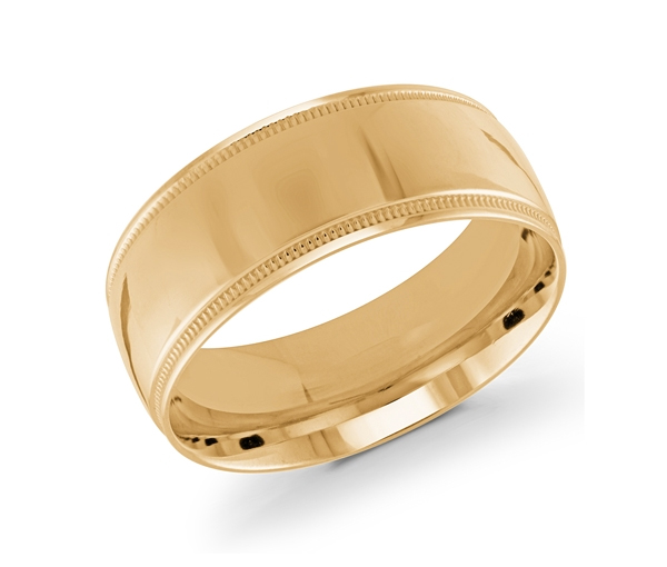 JONC EN OR 9MM DE LARGEUR AVEC MOTIF MILGRAIN SUR LES CÔTÉS - ML J102/9YL14 - MALO 