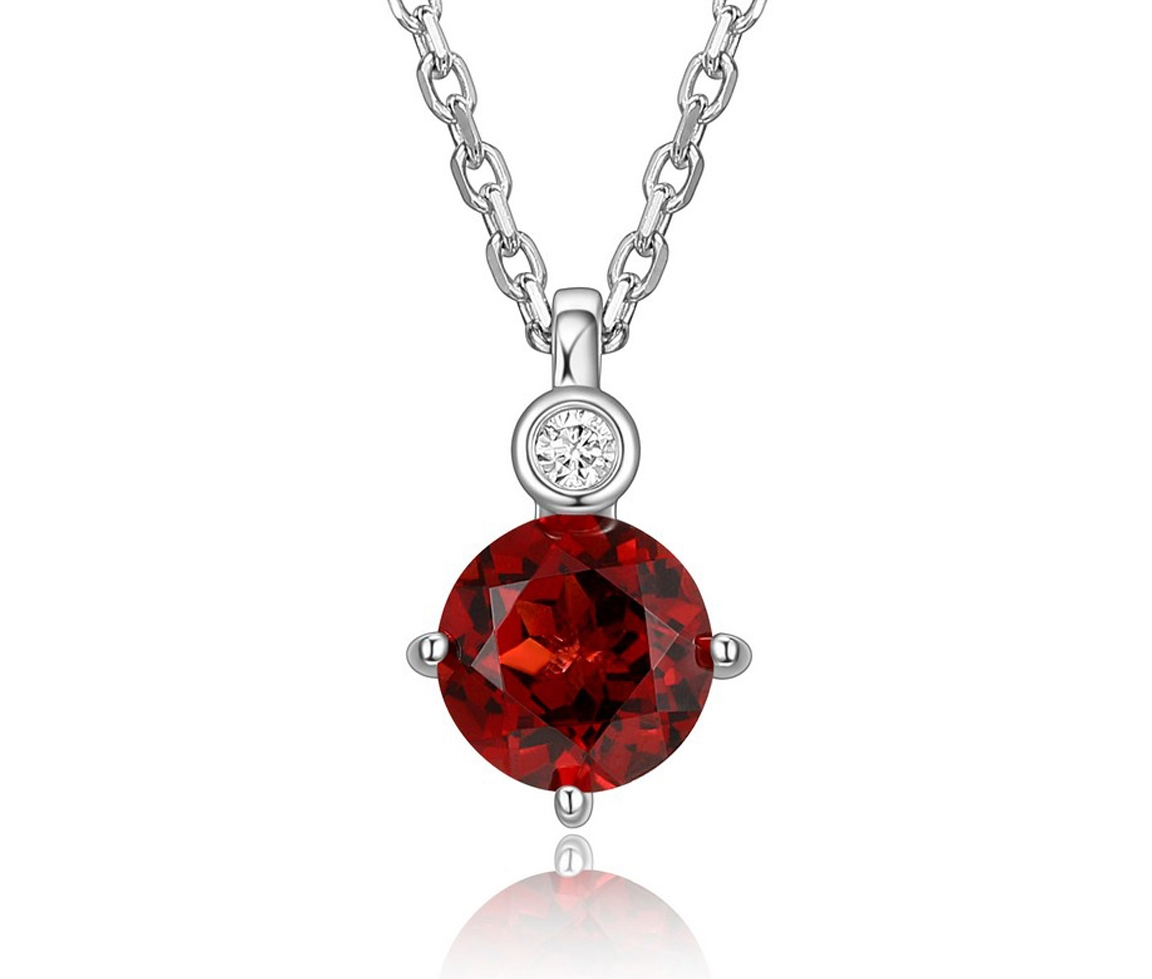 PENDENTIF ELLE EN ARGENT RHODIE SERTI DE PIERRES DE NAISSANCES VARIEES VERITABLES ET D'UN DIAMANT - PJ R0LBUX1446 - ELLE