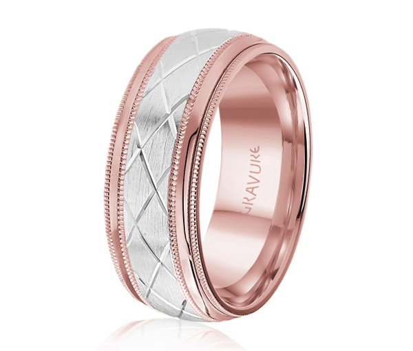 JONC EN OR OU EN PLATINE AVEC MOTIF EN X ET MILGRAIN - ML GH1183PW14 - MALO 