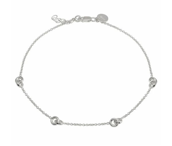 CHAINE DE CHEVILLE EN ARGENT RHODIÉ OU ARGENT PVD OR AVEC ANNEAUX ENTRELACÉES - SP DIA00005RH - BIJOUX D'IMPORTATION