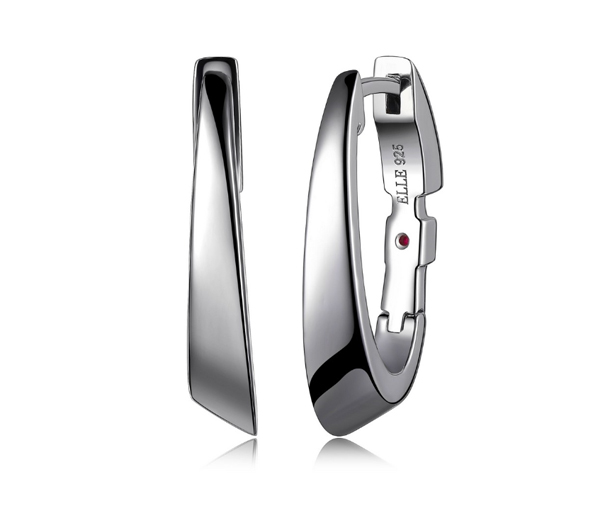 BOUCLES EN ARGENT RHODIÉ OVALE UNIES - PJ R2LC94A020 - ELLE