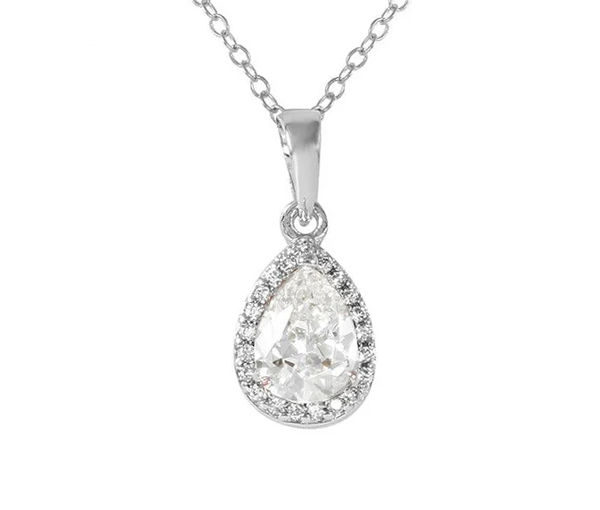 PENDENTIF EN FORME DE GOUTTE EN ARGENT RHODIÉ SERTI DE CUBIQUES ZIRCONIAS DE COULEURS VARIÉES - SP BGS00441PAP - BIJOUX D'IMPORTATION