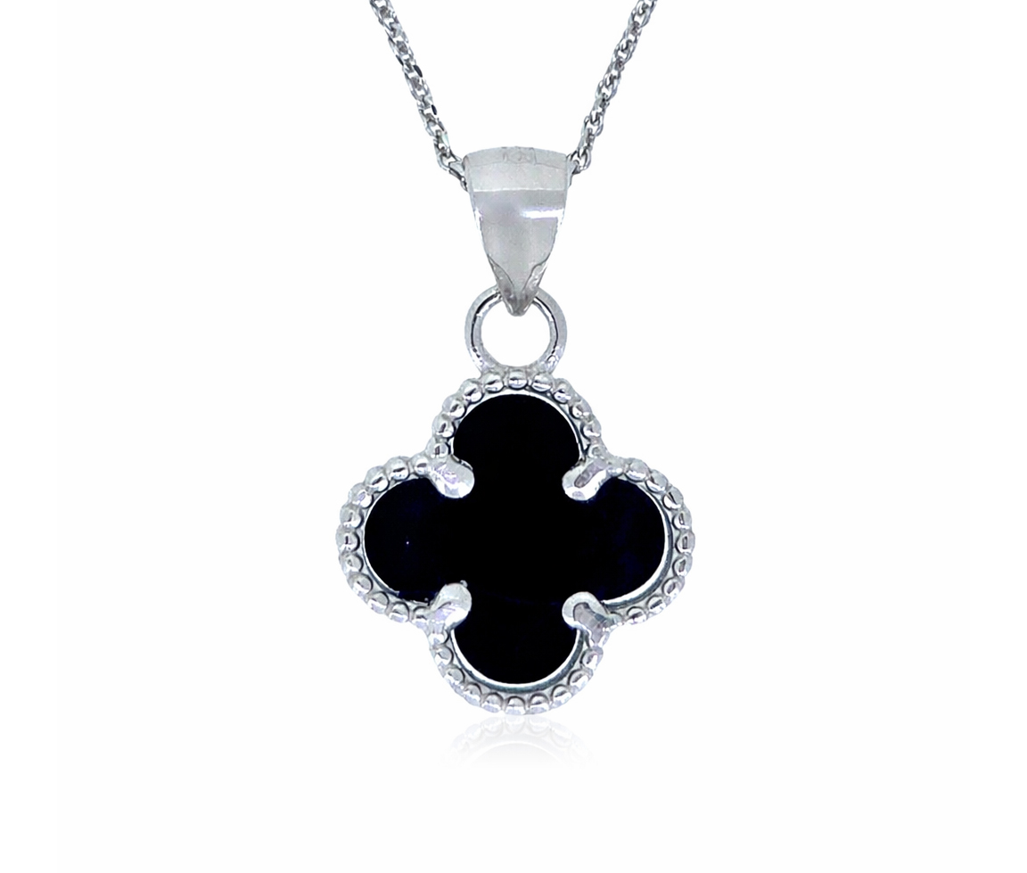 PENDENTIF TRÈFLE AVEC ONYX - SC TREPON15 - BIJOUX D'IMPORTATION
