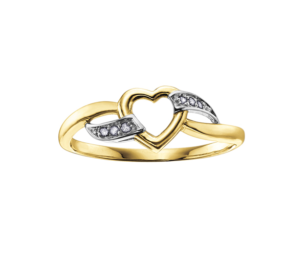 BAGUE COEUR EN OR AVEC DIAMANTS - CR DD2307Y - BIJOUX CANADIEN