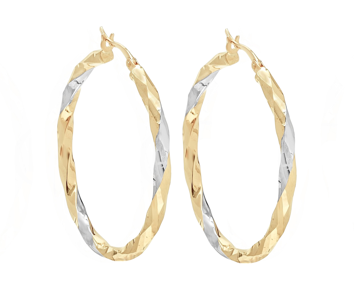 BOUCLES ANNEAUX TWISTÉES EN OR 2 TONS JAUNE OU ROSE - CB E2TB44509Y - CBE