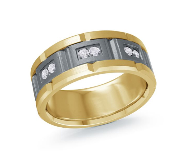 JONC EN TANTALE ET OR 14K SERTI DE DIAMANTS BLANCS OU NOIRS - ML MRDTN54Y - MALO 