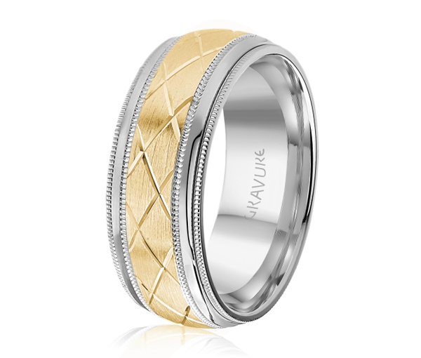 JONC EN OR OU EN PLATINE AVEC MOTIF EN X ET MILGRAIN - ML GH1183WY14 - MALO 