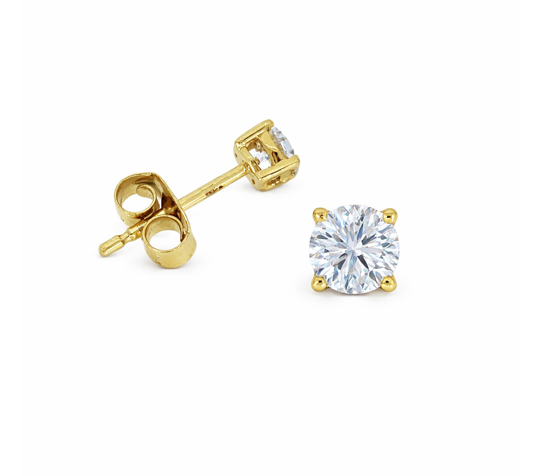 BOUCLES FIXES EN OR SERTIES DE DIAMANTS DE LABORATOIRE - DG ER0015Y - DIAMANT LABO