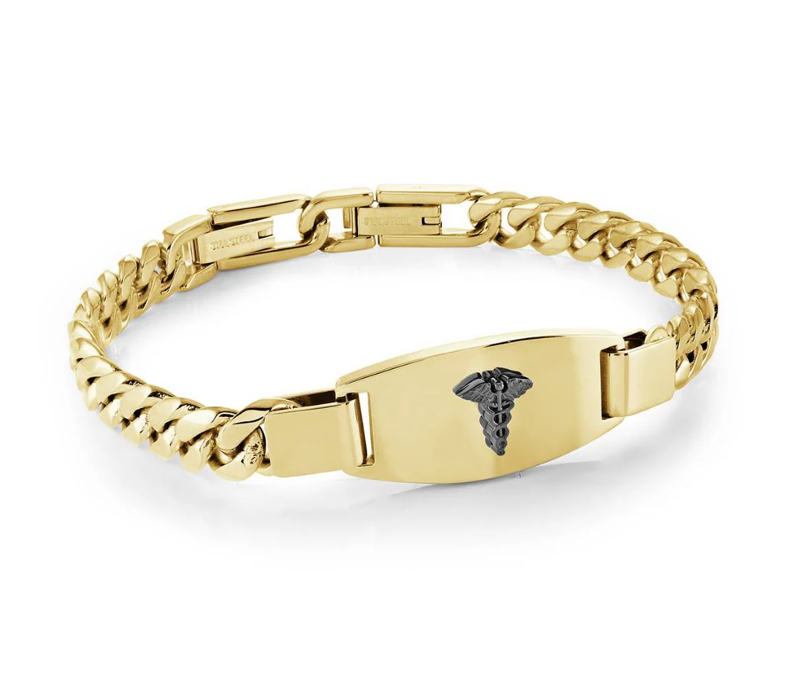 BRACELET MÉDICAL EN ACIER OU ACIER/PVD OR - IG SMAB51GO - ITALGEM