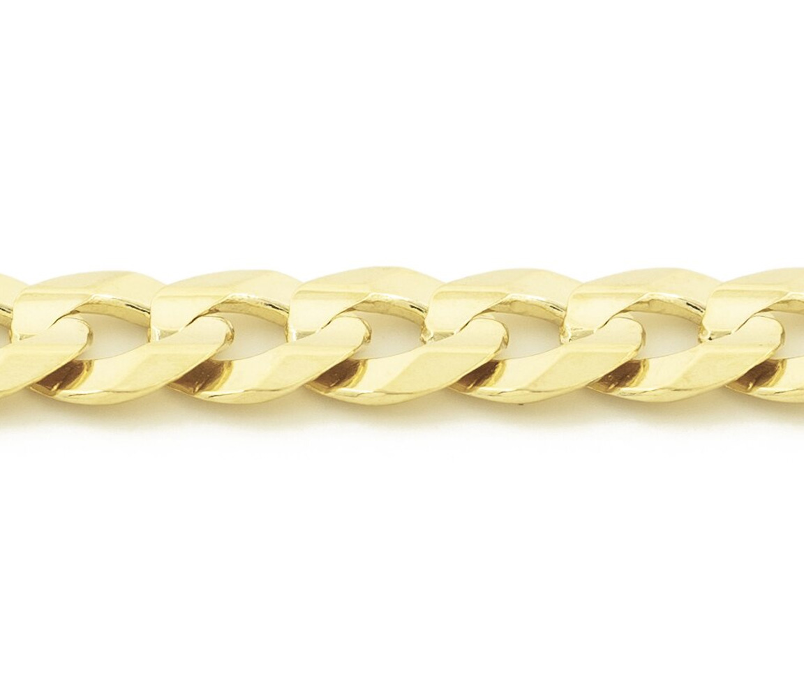 CHAINE EN OR 10K À MAILLE GOURMETTE CONCAVE - SY ORO18Y22 - BIJOUX D'IMPORTATION