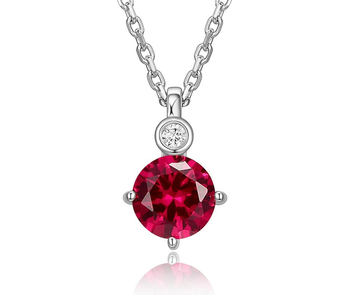 PENDENTIF ELLE EN ARGENT RHODIE SERTI DE PIERRES DE NAISSANCES VARIEES VERITABLES ET D'UN DIAMANT - PJ R0LBUX0146 - ELLE