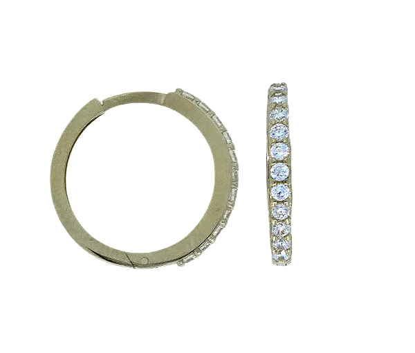 BOUCLES HUGGIES EN OR JAUNE OU BLANC FINIES CARRÉ SERTIES DE CUBIQUES ZIRCONIAS - CB HUGCZCY - CBE