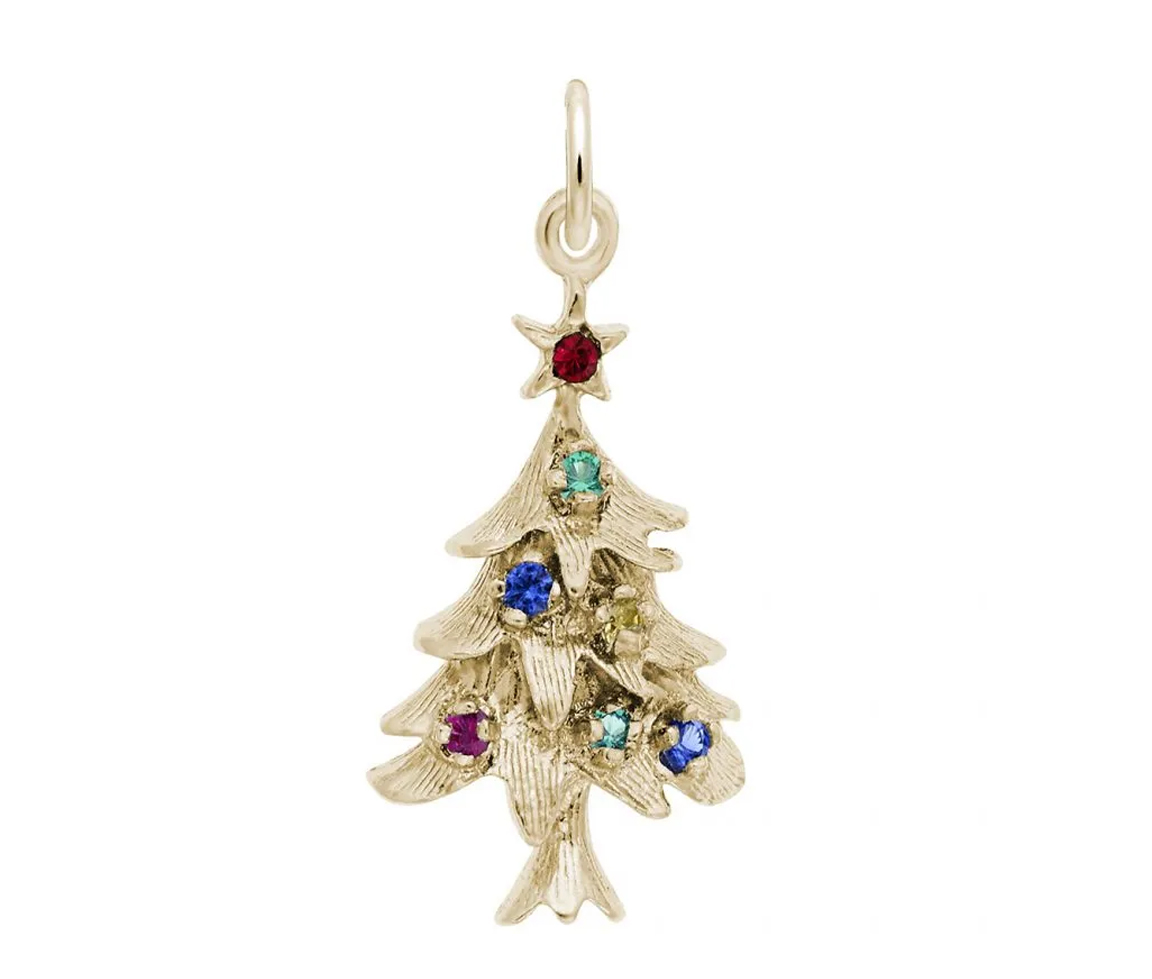PENDENTIF SAPIN DE NOEL SERTI DE CUBIQUES ZIRCONIAS MULTICOLORES - NU 2335Y - NUCO/REMBRANDT 
