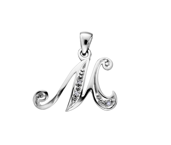 PENDENTIF LETTRE DE L'ALPHABET EN OR SERTI DE DIAMANTS - CR DX509WM - BIJOUX CANADIEN