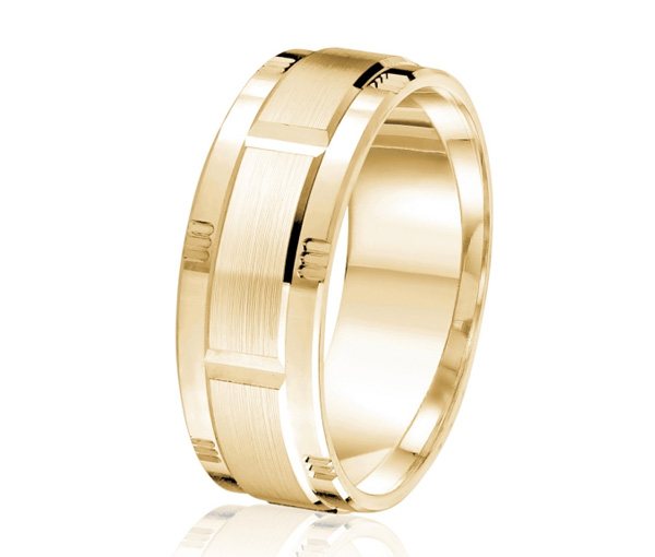 JONC EN OR OU EN PLATINE AVEC MOTIF BLOC ET SATINÉ AU CENTRE - ML GH1453Y18 - MALO 