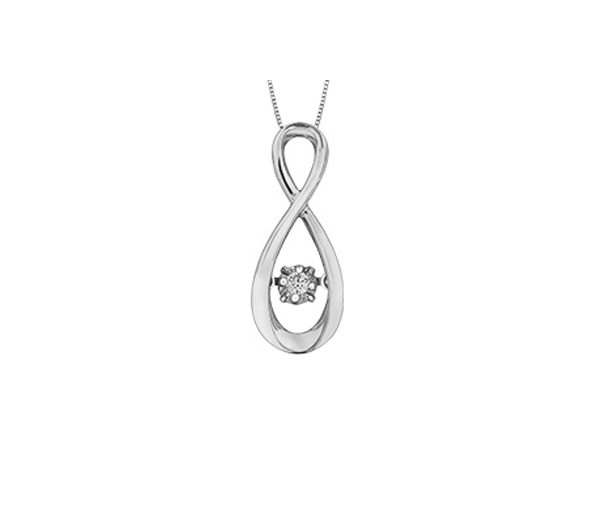 PENDENTIF INFINI EN OR 10K SERTI D'UN DIAMANT DANSANT - CR DX736W - BIJOUX CANADIEN