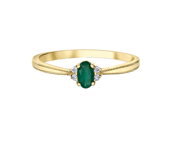 BAGUE EN OR AVEC PIERRE DE NAISSANCE - CR DX896YEM - BIJOUX CANADIEN