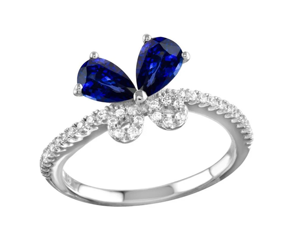 BAGUE PAPILLON EN ARGENT RHODIÉ - SP BGR01164B6 - BIJOUX D'IMPORTATION