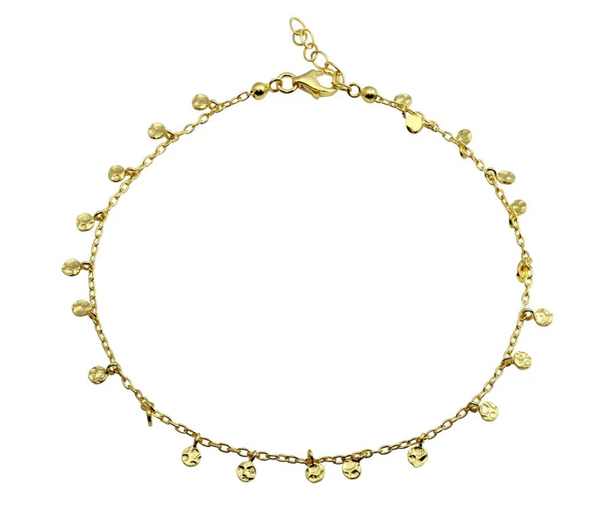 CHAINE DE CHEVILLE EN ARGENT RHODIÉ OU PVD OR AVEC PETITES PLAQUES RONDES - SP DIA00001GP - BIJOUX D'IMPORTATION