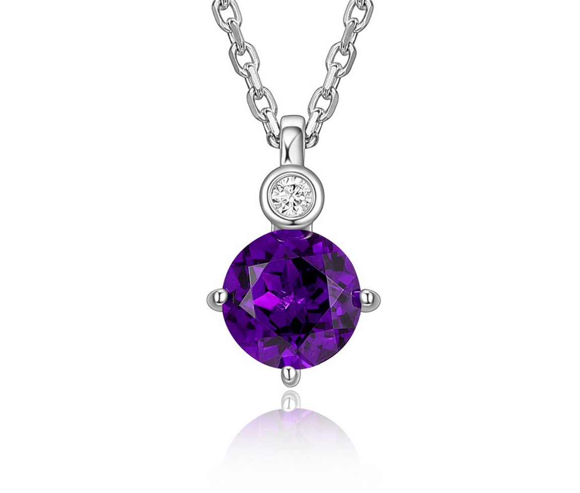 PENDENTIF ELLE EN ARGENT RHODIE SERTI DE PIERRES DE NAISSANCES VARIEES VERITABLES ET D'UN DIAMANT - PJ R0LBUX1346 - ELLE