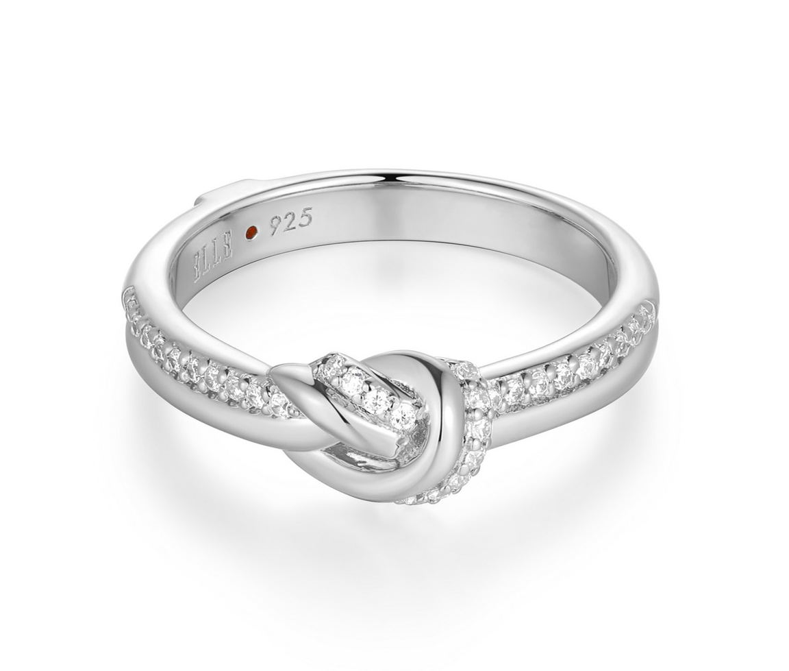 BAGUE NOEUD EN ARGENT RHODIÉ SERTIE DE CUBIQUES ZIRCONIAS - PJ R4LAKU00A8 - ELLE