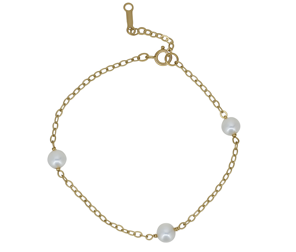 BRACELET EN ARGENT/PVD OR SERTI DE PERLES D'EAU DOUCE - AR IN1420/3ST75 - PERLE D'IMPORTATION