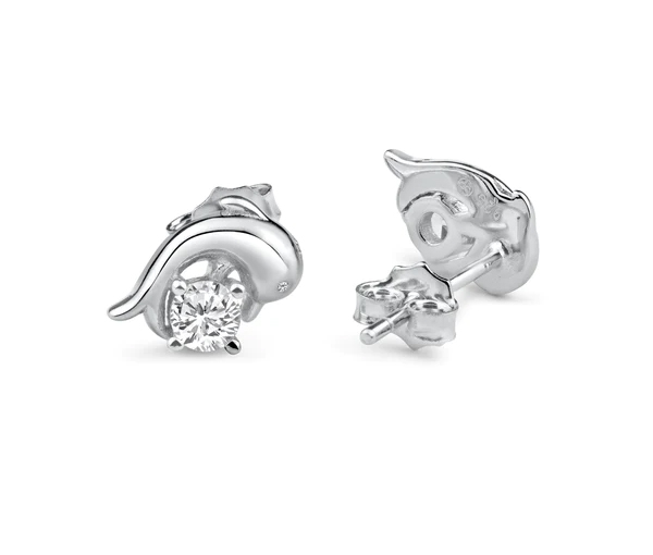 BOUCLES DAUPHIN EN ARGENT RHODIÉ - SP BGE00731 - BIJOUX D'IMPORTATION