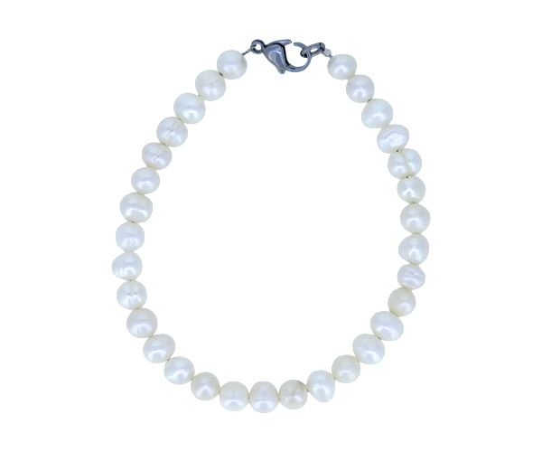 BRACELET DE PERLES D'EAU DOUCE À FERMOIR EN ACIER - SJ BRA10/7.5 - BIJOUTERIE SUISSE INC.