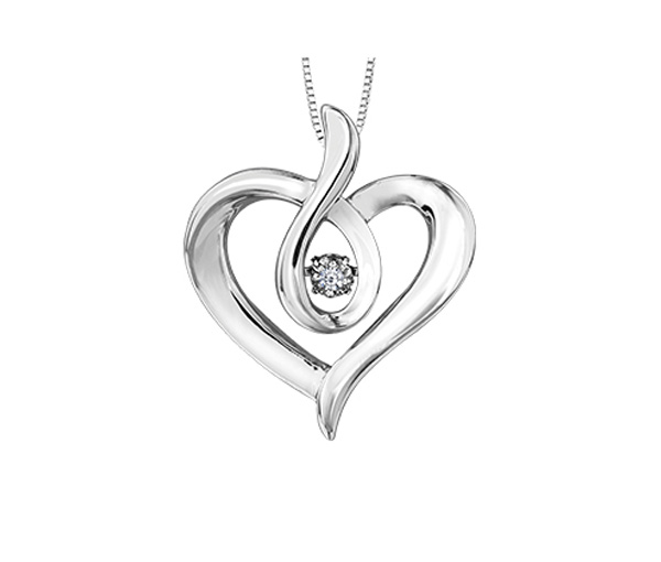 PENDENTIF COEUR EN ARGENT SERTI D'UN DIAMANT CANADIEN DANSANT - CR AM354 - DIAMANT CANADIEN