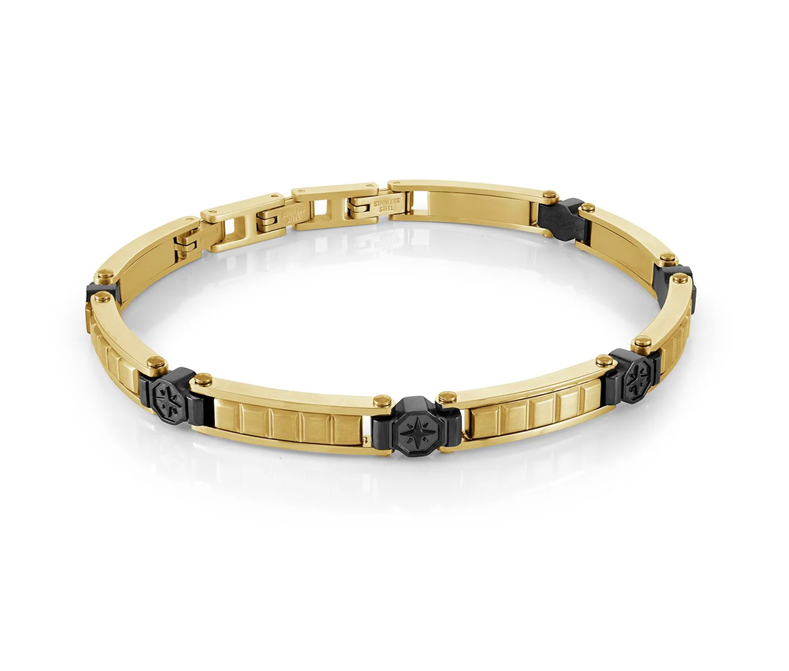 BRACELET EN ACIER/PVD OR ET NOIR AVEC ÉTOILE DU NORD - IG SMB679 - ITALGEM