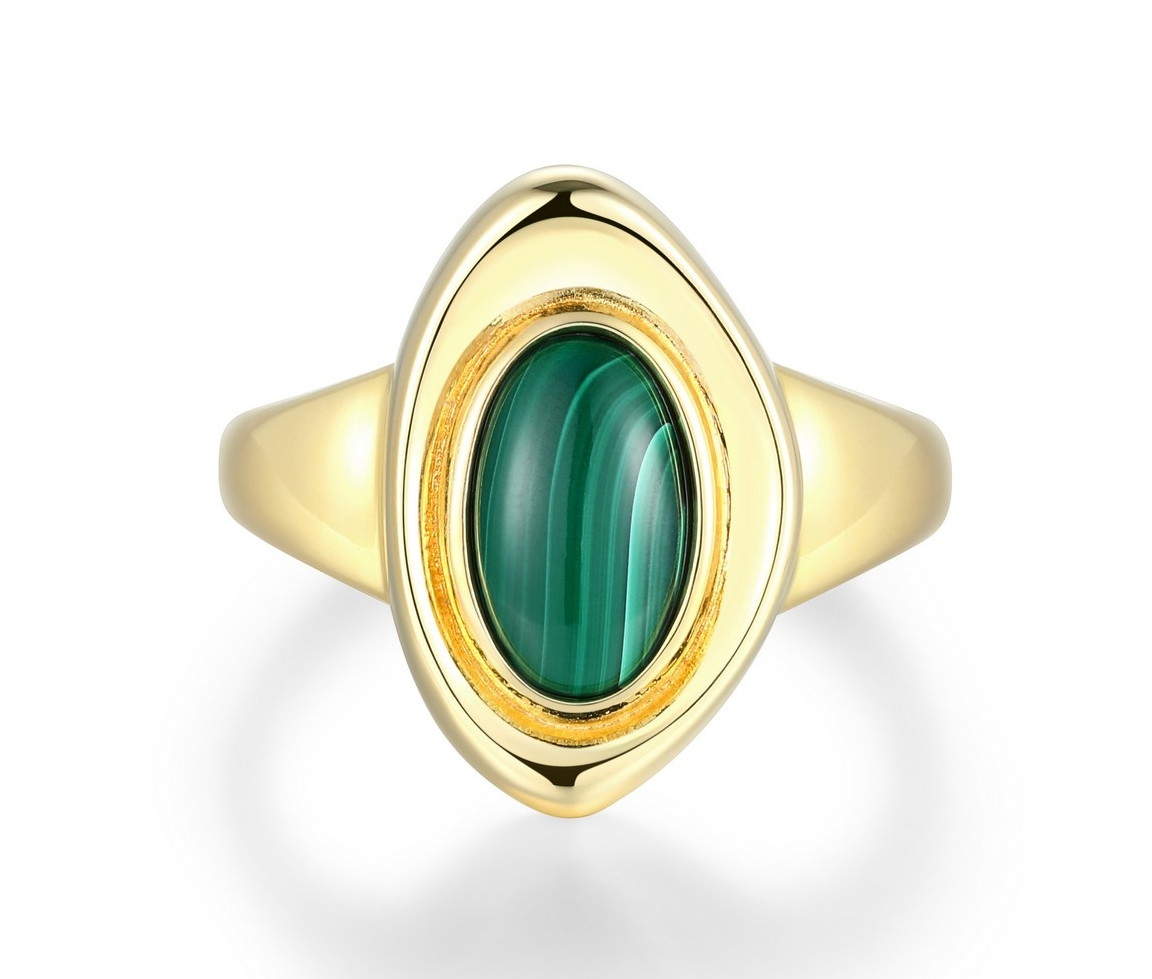 BAGUE ELLE EN ARGENT/PVD OR SERTIE DE MALACHITE - PJ 34LAKJ30A8 - ELLE