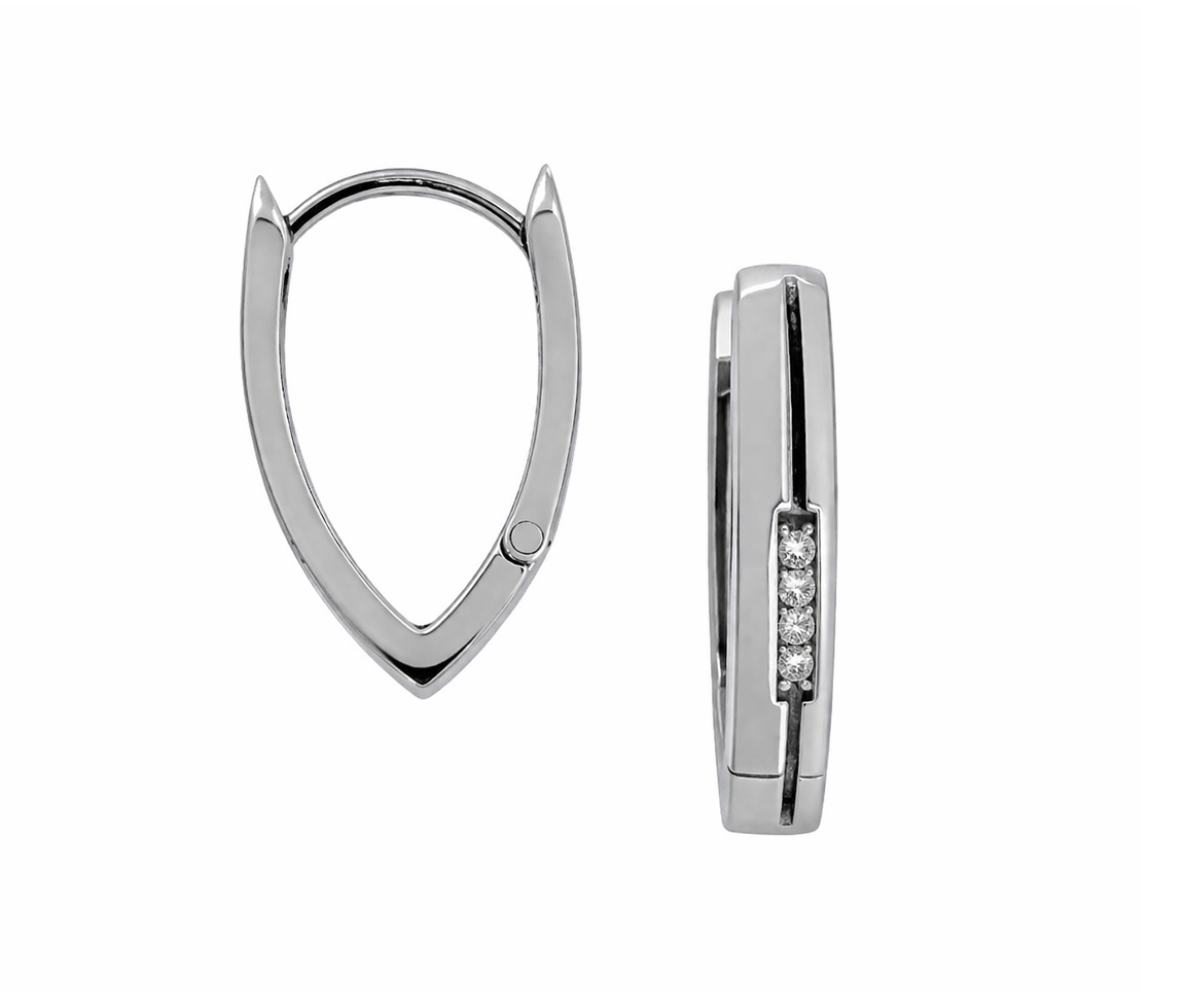 BOUCLES LOZANGES EN ARGENT RHODIÉ - MB BOU160 - BIJOUX D'IMPORTATION