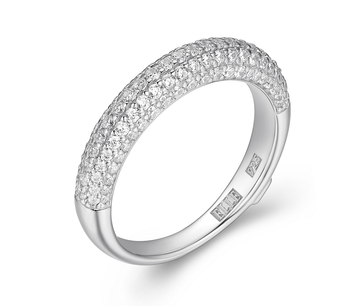 JONC SEMI-ÉTERNITÉ EN ARGENT RHODIÉ SERTI DE 5 RANGS DE CUBIQUES ZIRCONIAS - PJ R4LAEX00AC - ELLE