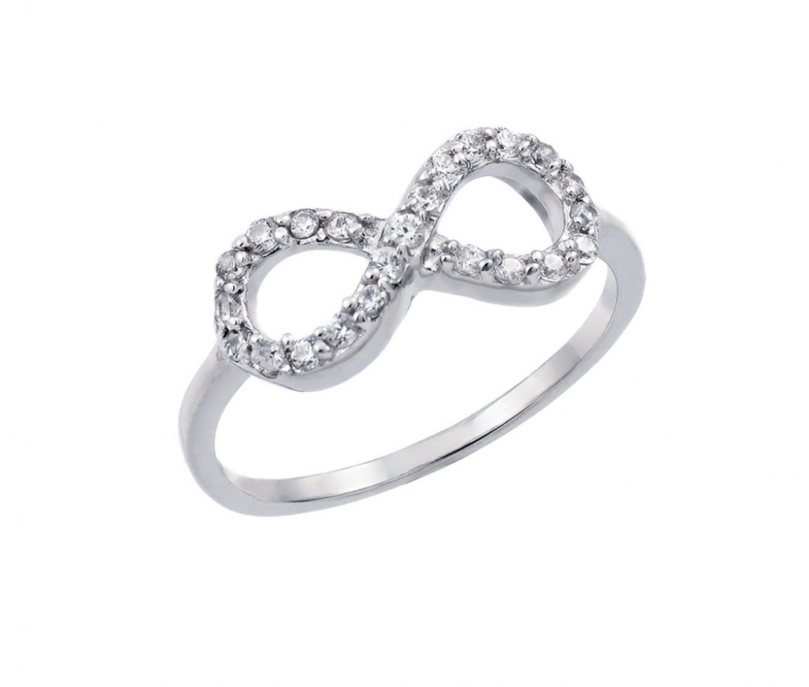 BAGUE INFINI EN ARGENT RHODIÉ SERTIE DE CUBIQUES ZIRCONIAS - SP STR01001/6 - BIJOUX D'IMPORTATION