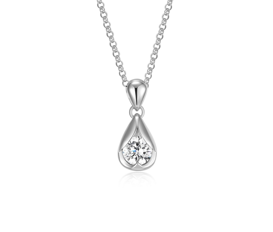 PENDENTIF ELLE GOUTTE EN ARGENT RHODIÉ SERTI D'UN CUBIQUE ZIRCONIA - PJ R0LC1A0046 - ELLE