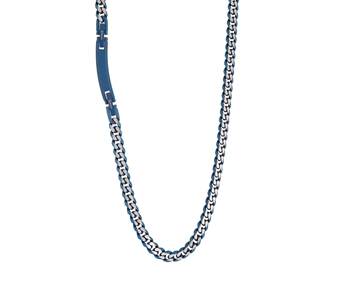CHAINE EN ACIER/PVD BLEU À MAILLE GOURMETTE - IG SWBN3 - ITALGEM