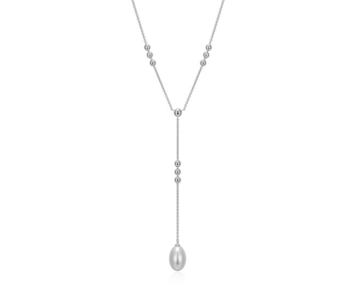 COLLIER EN ARGENT RHODIÉ SERTI D'UNE PERLE EAU DOUCE - PJ R0LC054546 - ELLE