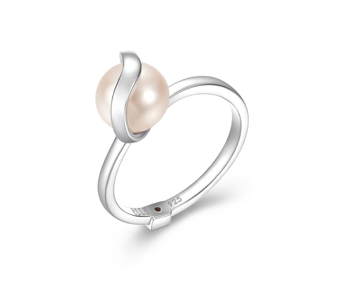 BAGUE EN ARGENT RHODIÉ SERTIE D'UNE PERLE DE CULTURE - PJ R4LAJF45AC - ELLE