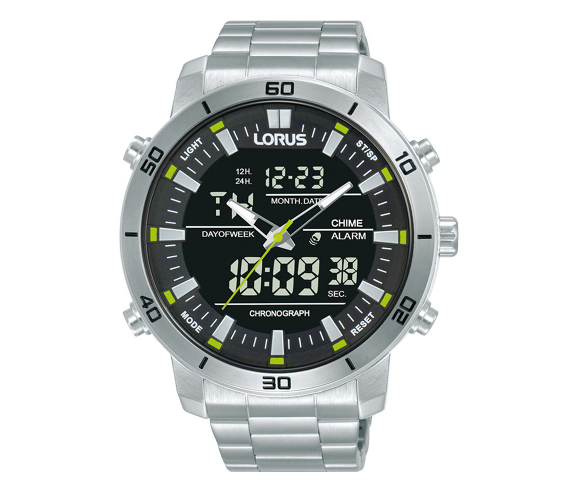 MONTRE LORUS POUR HOMME EN ACIER ANALOGIQUE/NUMÉRIQUE - SA RW657AX9 - LORUS