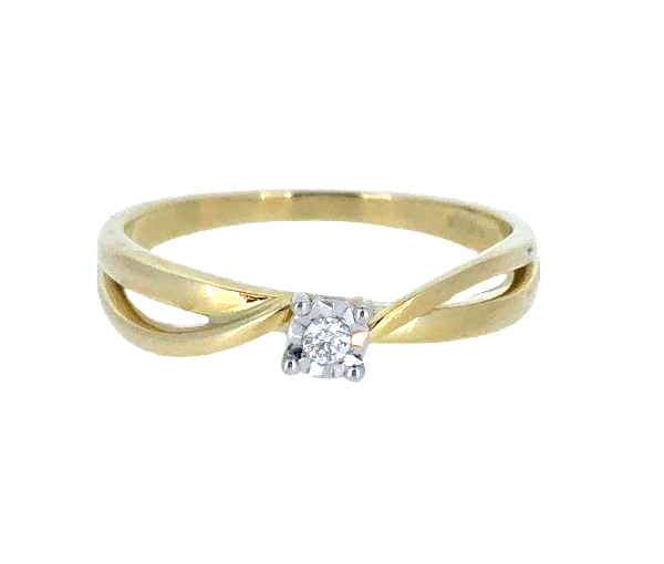 BAGUE ILLUSION EN OR 2 TONS SERTIE D'UN DIAMANT - BR R0065991 - R.N.B.