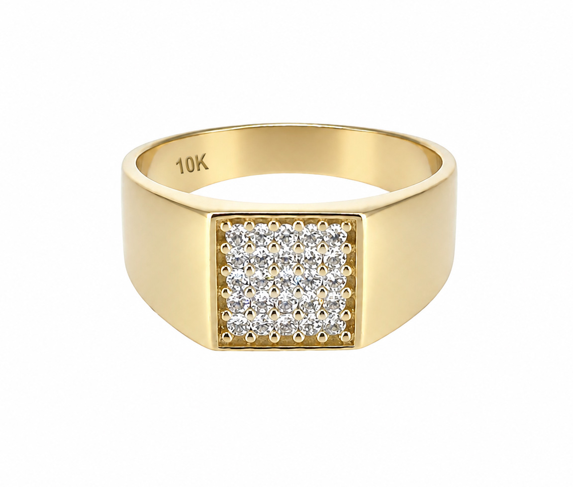 CHEVALIÈRE EN OR AVEC CZ - S BH01 - BIJOUX D'IMPORTATION
