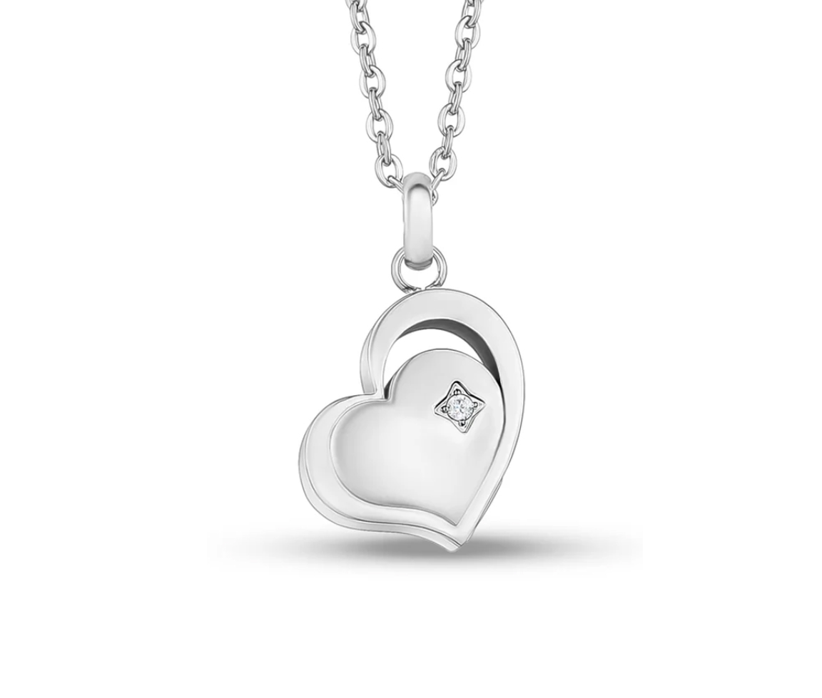 PENDENTIF URNE EN FORME DE COEUR EN ACIER SERTI D'UN CUBIQUE ZIRCONIA - AZ ASP131W - AREZZO
