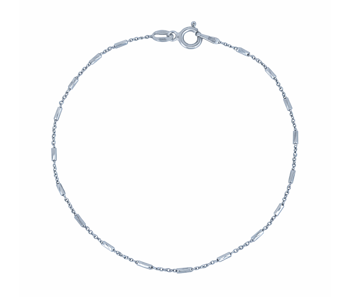 BRACELET EN ARGENT RHODIÉ À MAILLES BÂTONNETS TAILLÉES DIAMANT - MB BAT1.4S07 - BIJOUX D'IMPORTATION
