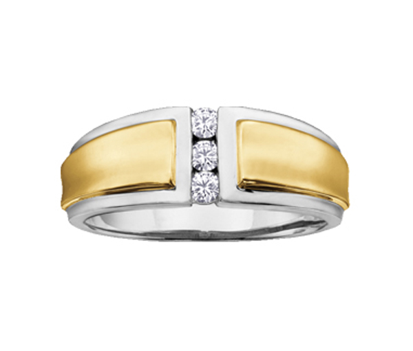 BAGUE EN OR 2 TONS SERTIE DE DIAMANTS CANADIENS - CR ML111 - DIAMANT CANADIEN