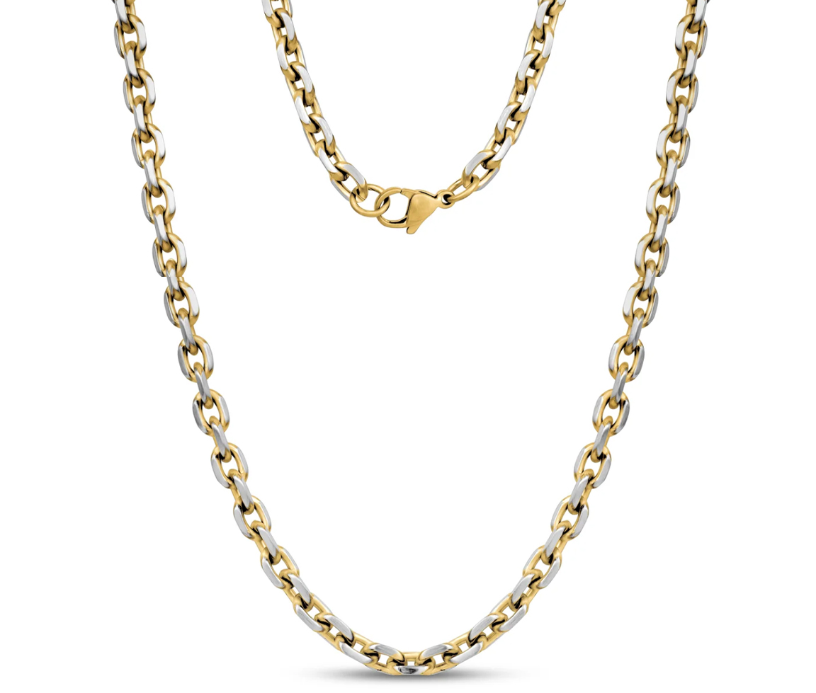 CHAINE EN ACIER/PVD OR 2 TONS À MAILLON D'ANCRAGE - AZ ASN105/24 - AREZZO