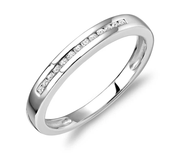 JONC SEMI-ÉTERNITÉ EN OR BLANC SERTI DE DIAMANTS - BR 020410SE10 - R.N.B.