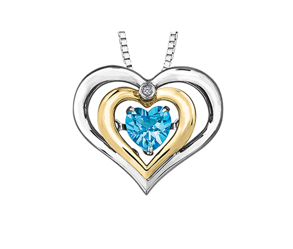 PENDENTI AVEC TOPAZE BLEU DANSANT ET DIAMANT - CR DD3045 - BIJOUX CANADIEN