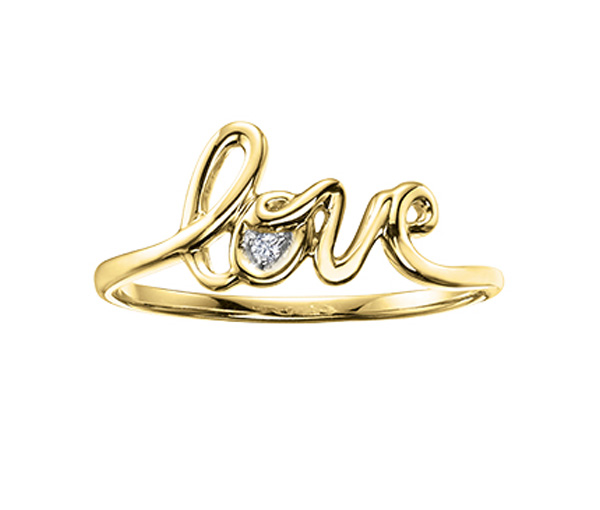 BAGUE LOVE EN OR AVEC UN DIAMANT - CR DD2530Y - BIJOUX CANADIEN