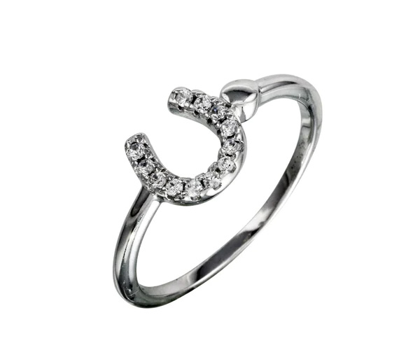 BAGUE FER À CHEVAL EN ARGENT RHODIÉ SERTIE DE CUBIQUES ZIRCONIAS - SP BGR01130/7 - BIJOUX D'IMPORTATION